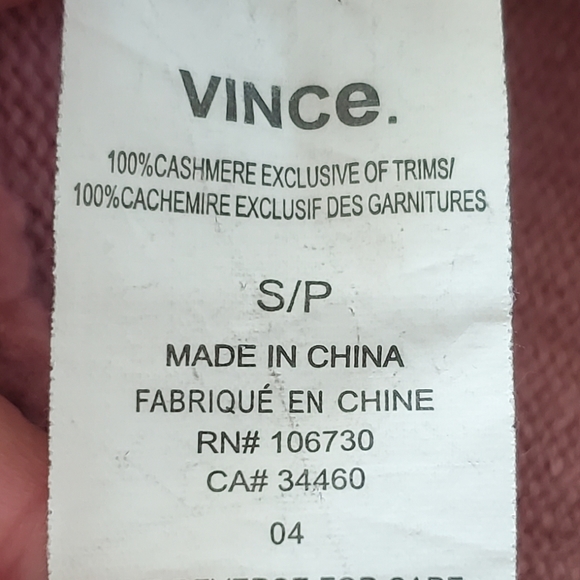 Vince 100%Cashmere Mauve Short Sleeve  Top. Sz. Small Petite. - Picture 9 of 15